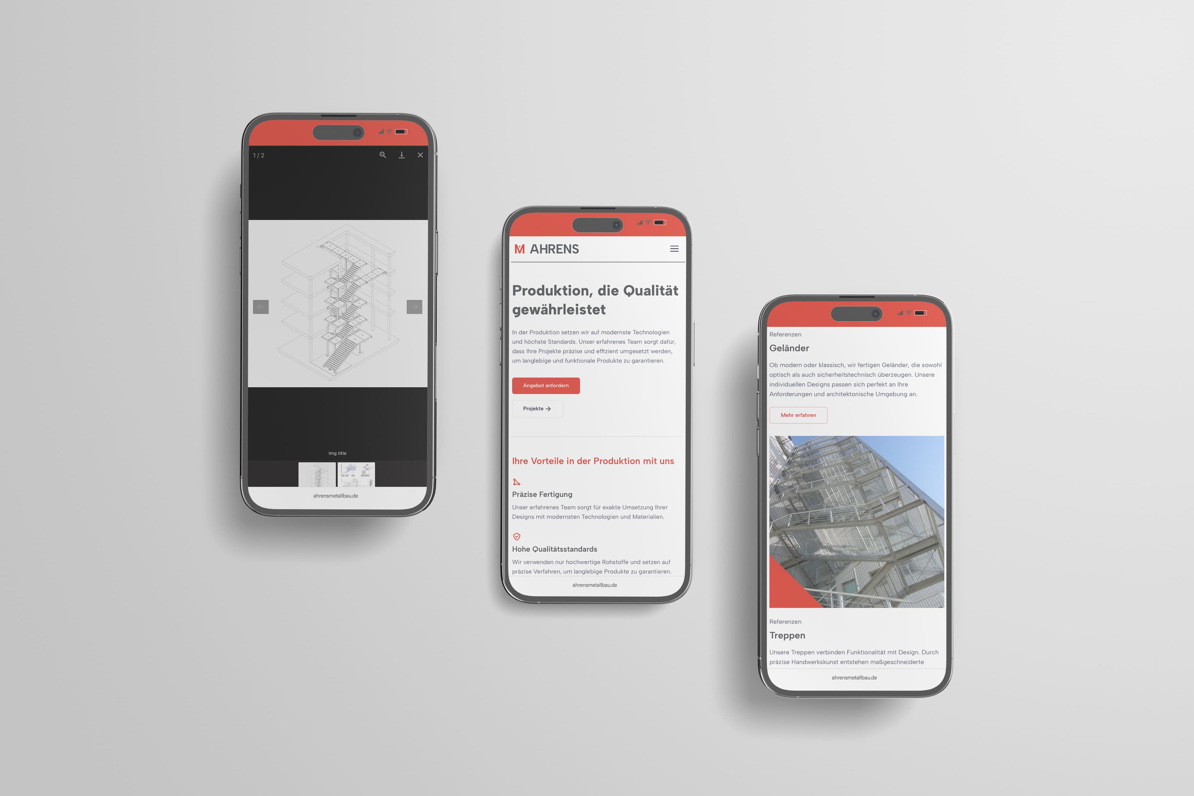 Webseite für ein Metallbau-Unternehmen – AHRENS Metallbau Mobile-Ansicht