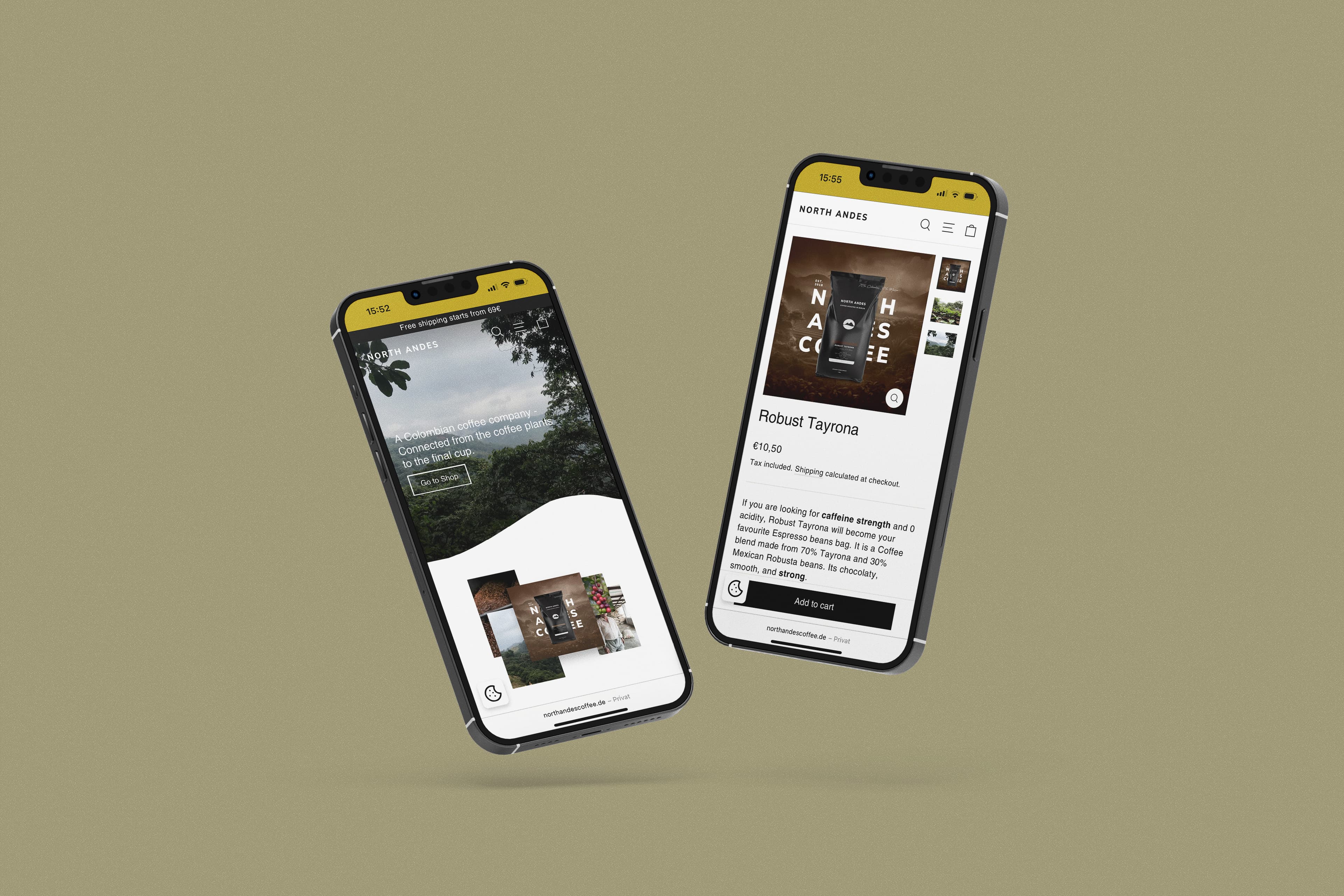 Shopify Online‑Shop – North Andes Coffeeshop Mobile-Ansicht