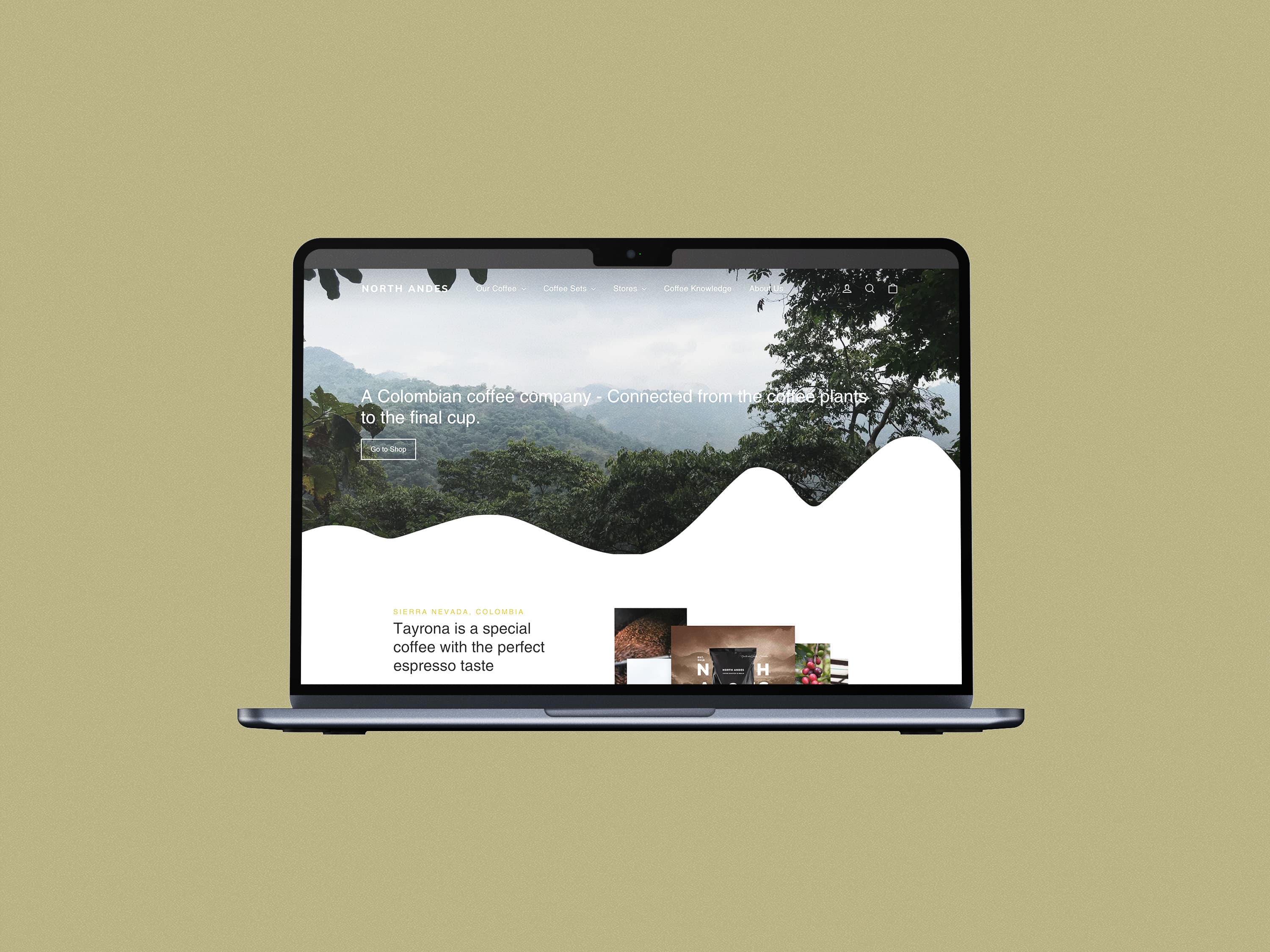 Shopify Online‑Shop – North Andes Coffeeshop Desktop-Ansicht