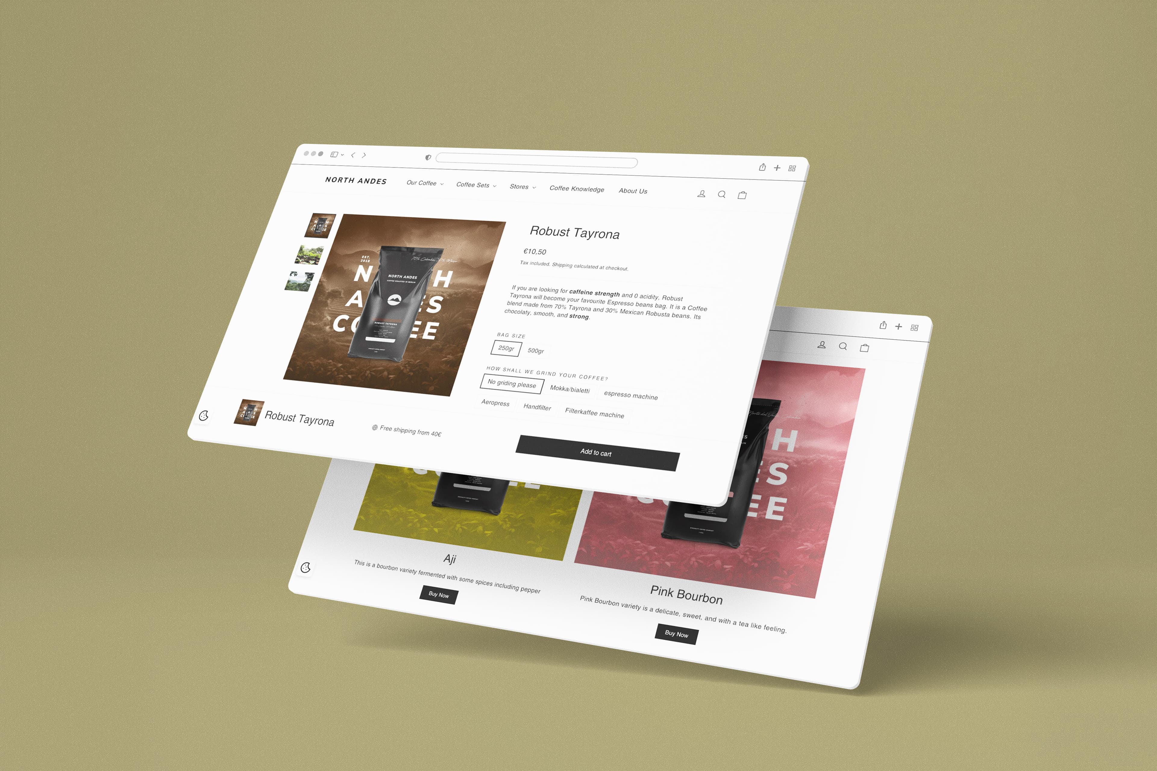 Shopify Online‑Shop – North Andes Coffeeshop Produktdarstellung