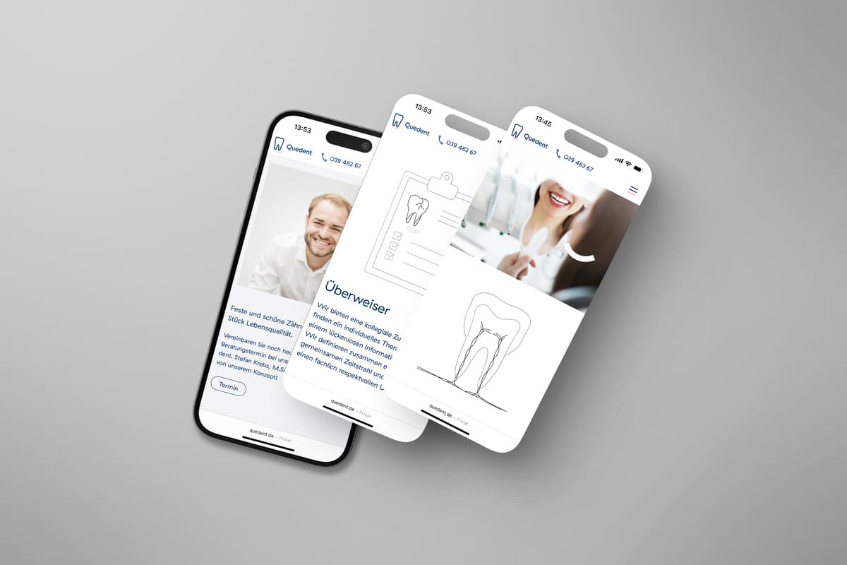 Quedent - Webseite für eine Zahnarztpraxis