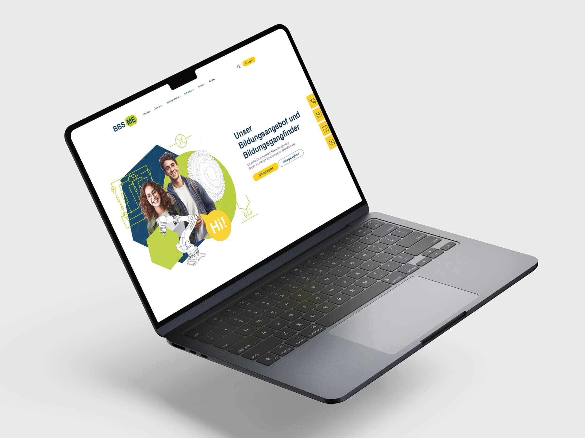 BBSME Schulwebsite auf Laptop – Startseite und Navigation