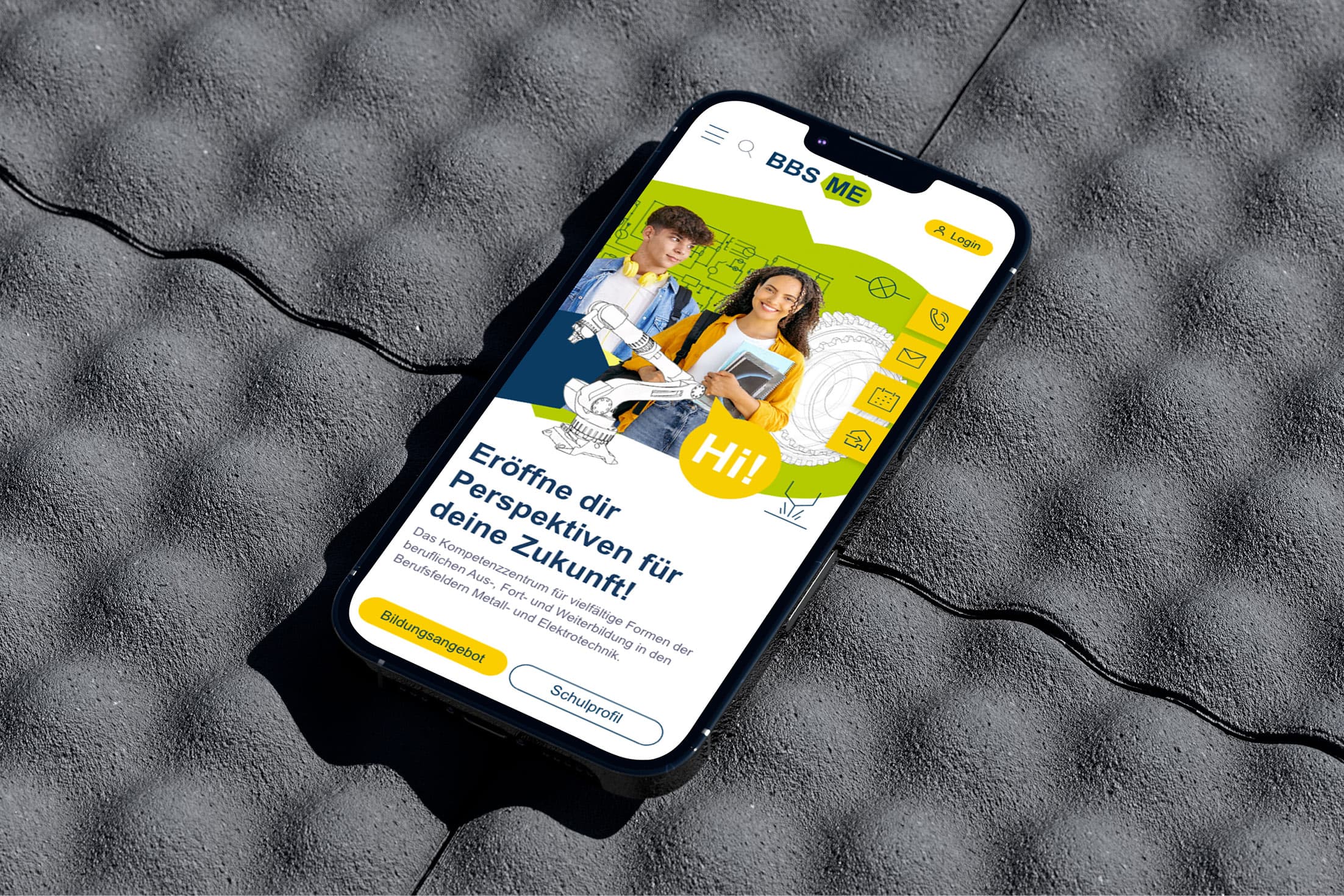 BBSME Schulwebsite mobil – Menü und Inhalte