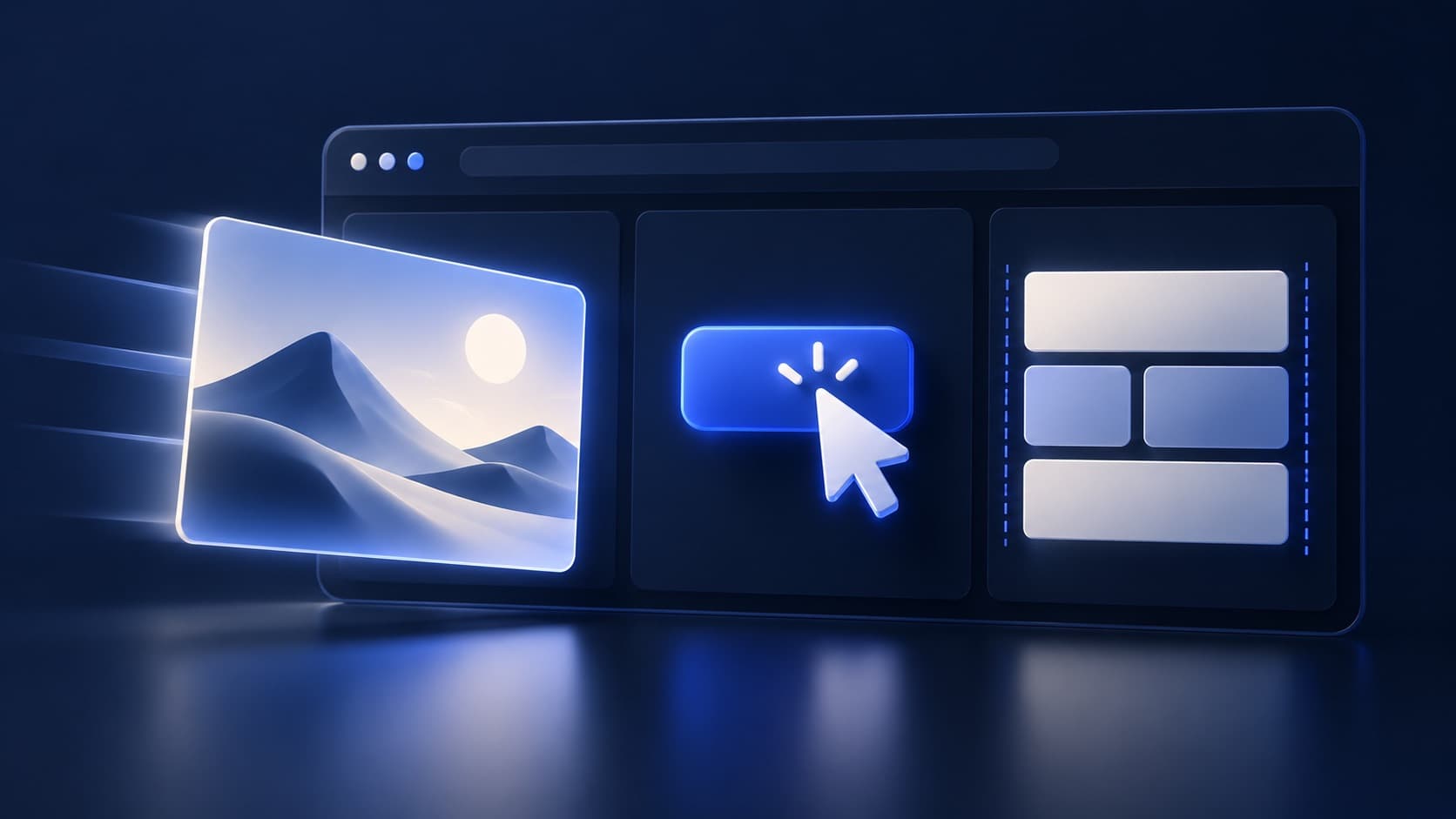 Abstract illustration of page loading, interaction response and stable layout